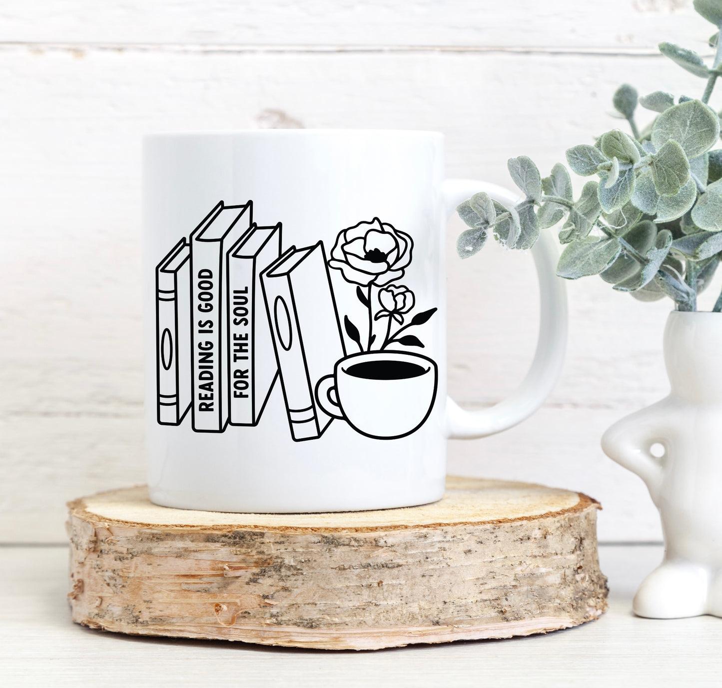 Reading is good for the soul mug