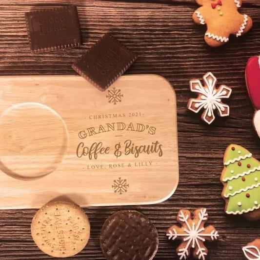 Christmas biscuit board coffee and biscuits