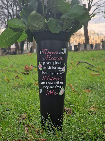 Grave vase - if flowers grow in heaven PINK