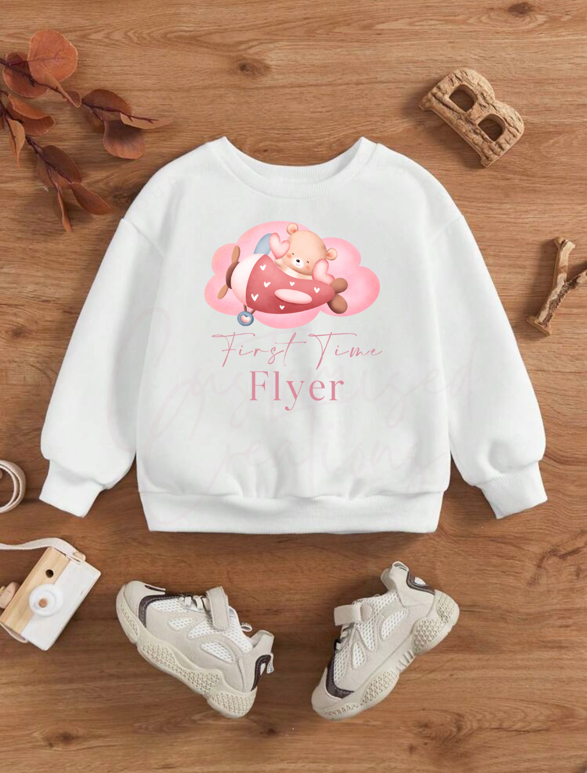 First time flyer pink sweatshirt