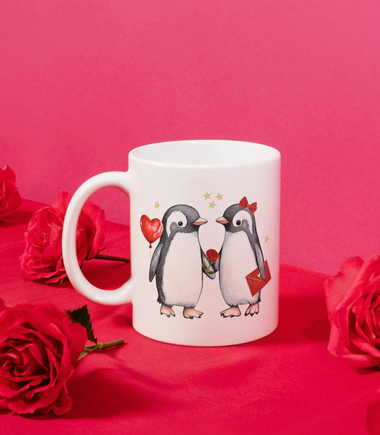 Penguins valentines mug