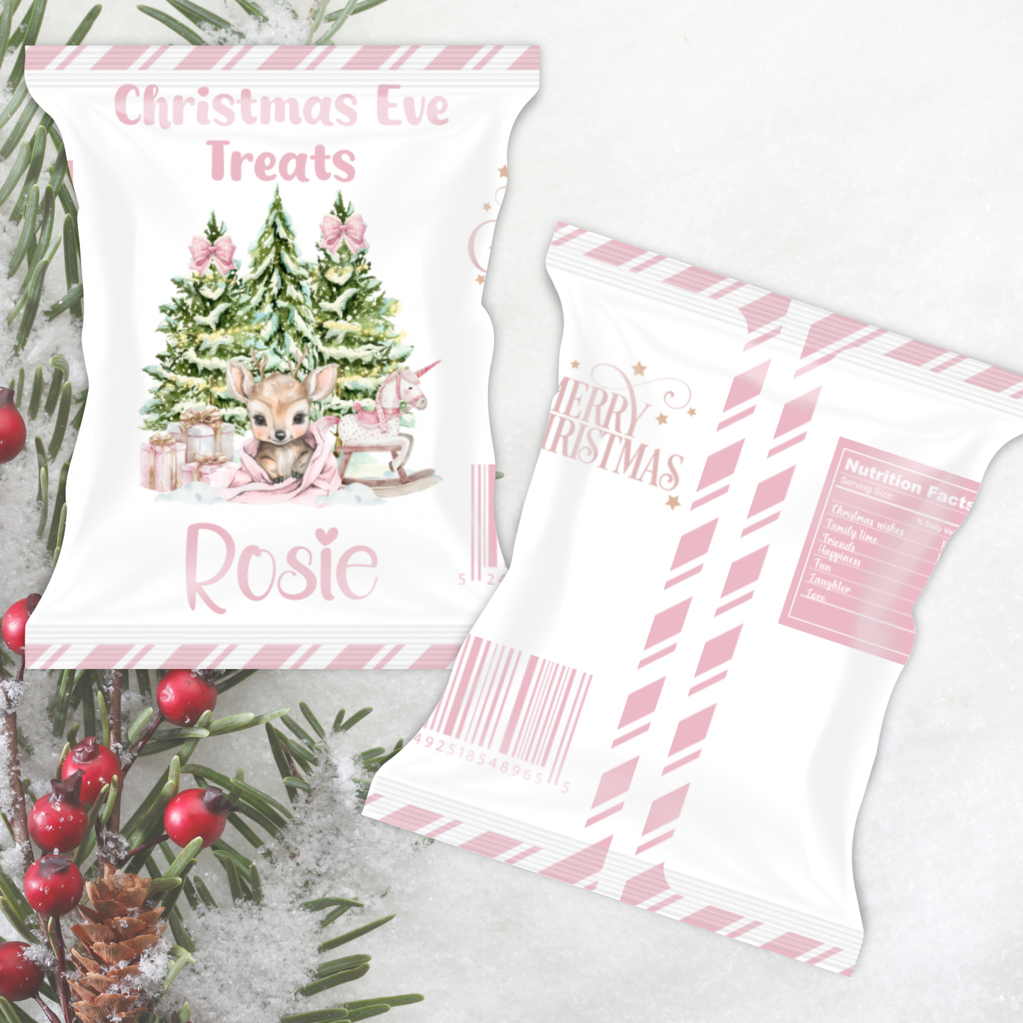 Christmas treat bag - pink reindeer