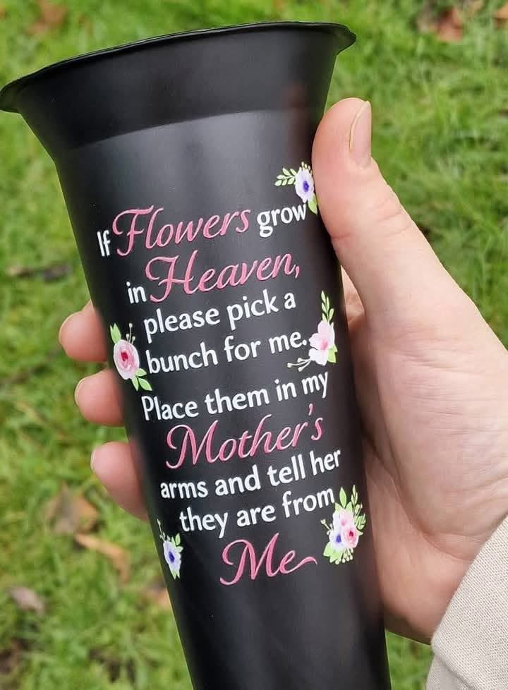 Grave vase - if flowers grow in heaven PINK