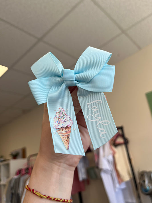 Pale blue ice cream bow