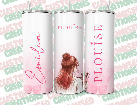 P louise inspired 20oz tumbler - red makeup girl