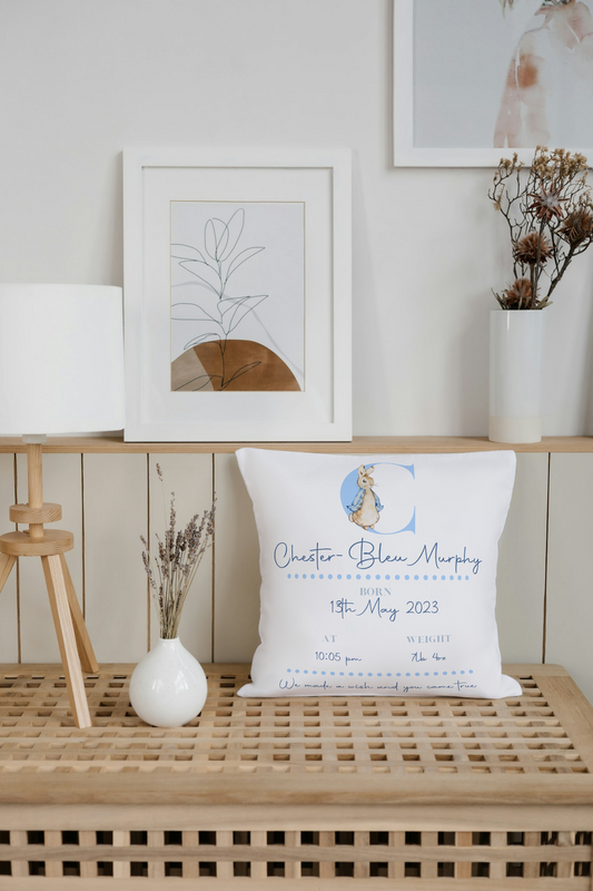 Birth stats pillow - Peter rabbit