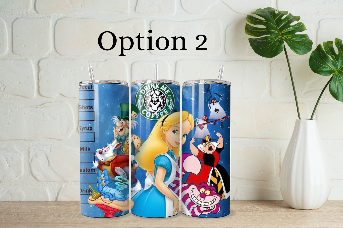 Alice in wonderland 20oz tumbler with straw - 5 designs