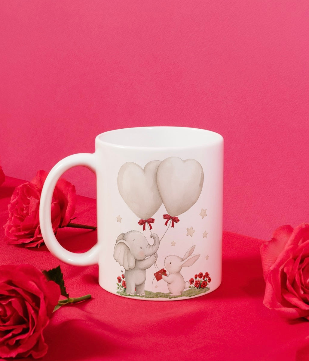 Two elephant valentines mug