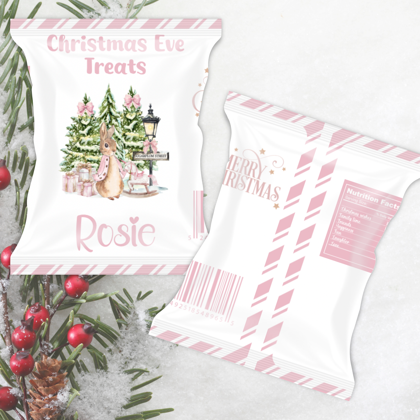 Christmas treat bag - pink flopsy