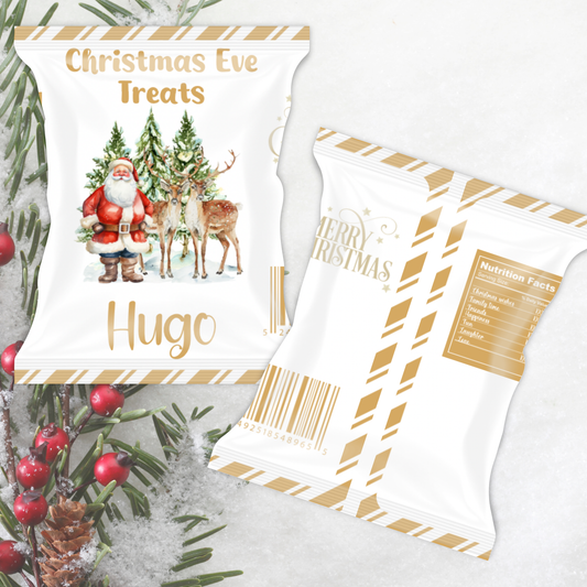 Christmas treat bag - gold santa reindeer