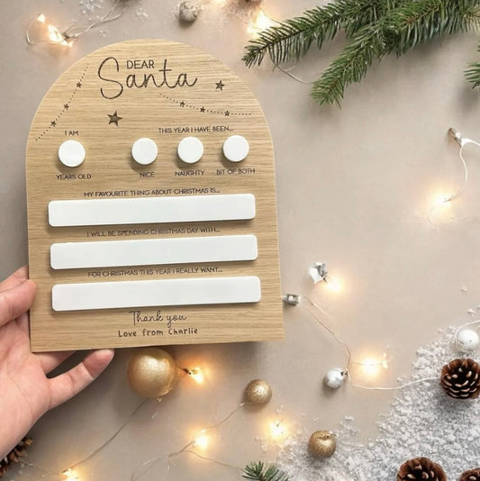 Dear Santa engraved Christmas Wishlist Board