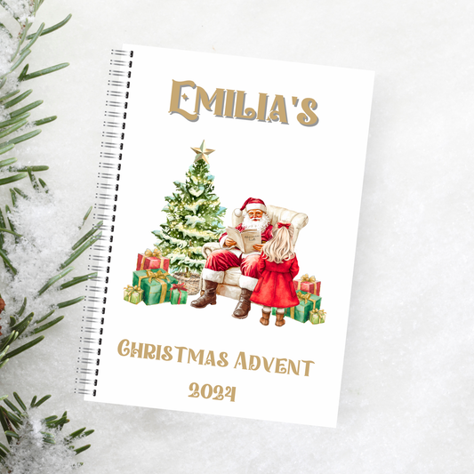 Girl visiting santa christmas advent activity book