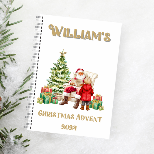 Boy visiting santa christmas advent activity book