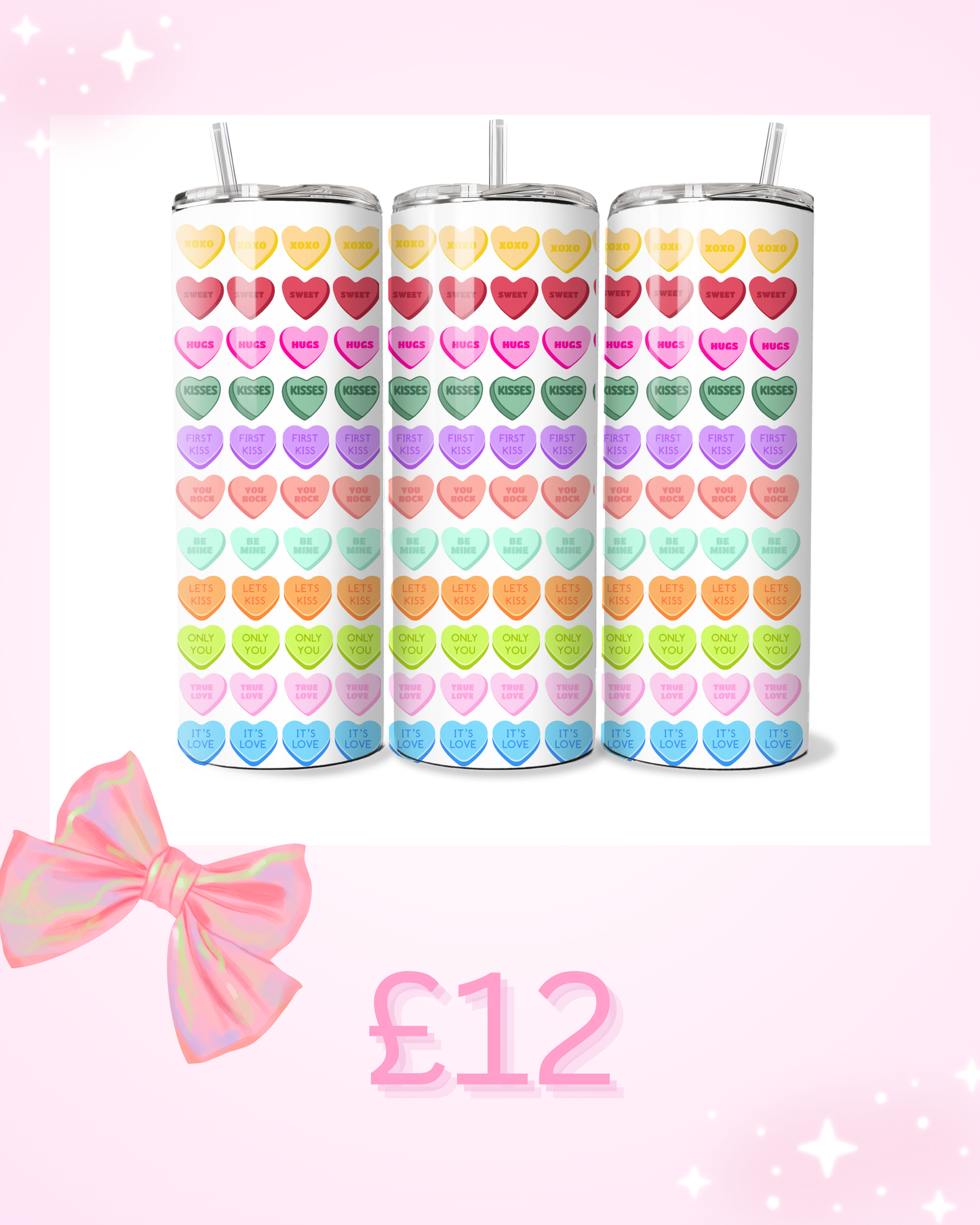 20oz small hearts valentines tumbler