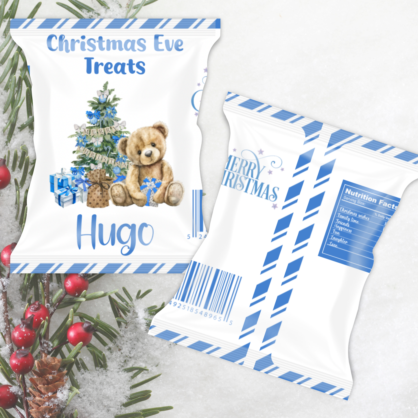 Christmas treat bag - dark blue bear