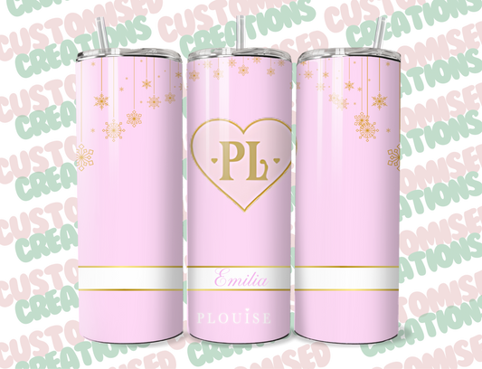 P louise inspired 20oz tumbler - pink snowflakes