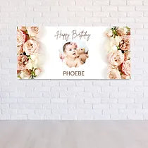 Birthday banner - neutral flower