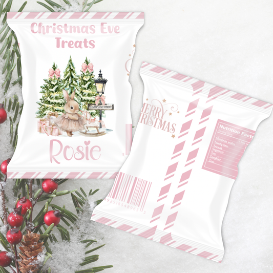 Christmas treat bag - pink rabbit