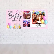 Birthday banner - pink cake