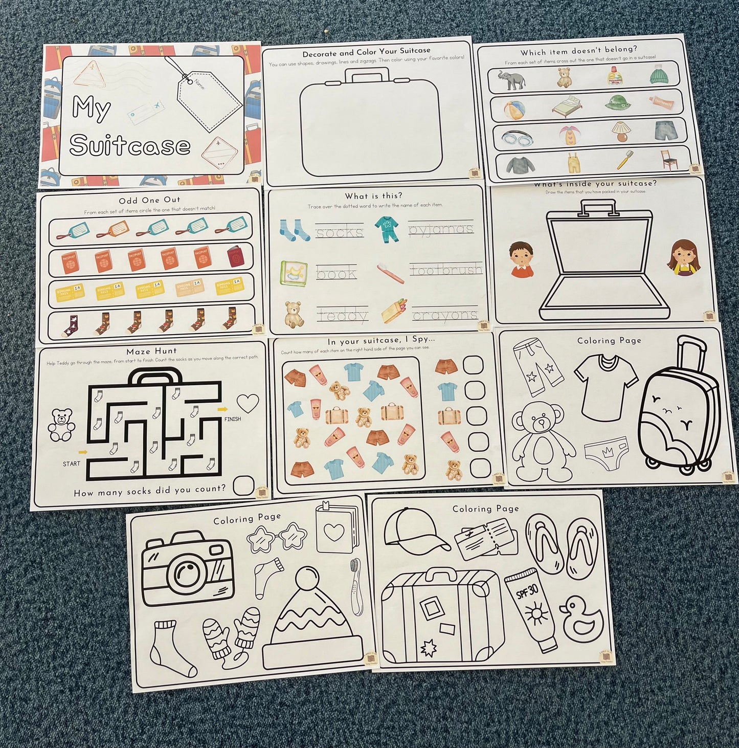 My suitcase holiday colouring pack