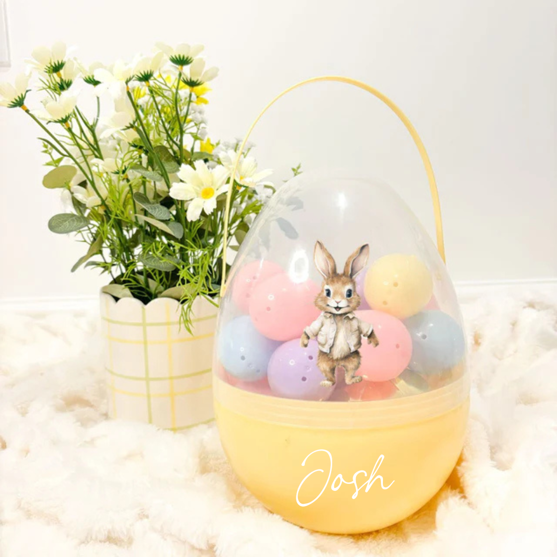 Yellow easter hunt egg - neutral rabbit