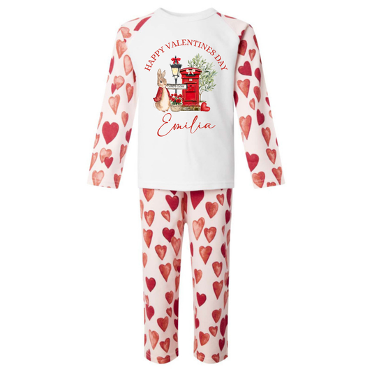 Valentines pyjamas - rabbit red