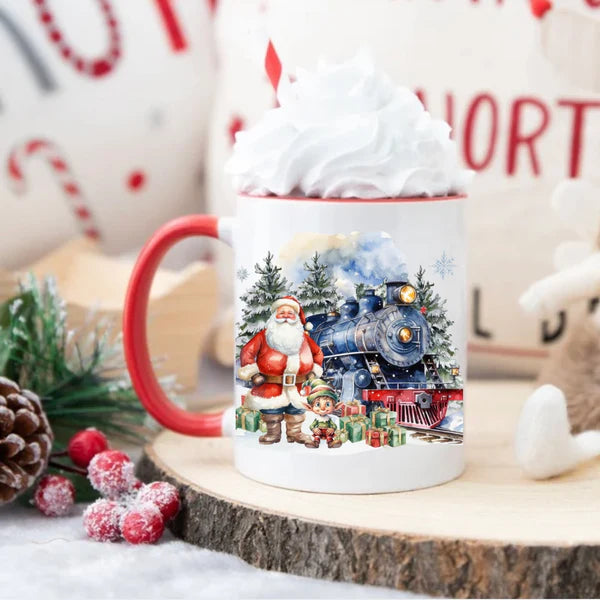 Santa and train mug