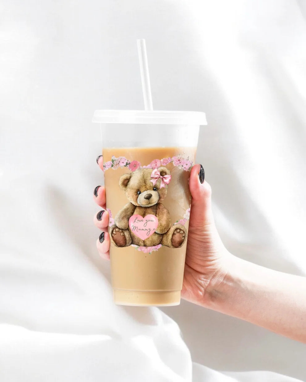 24oz cold cup - love you mummy pink bear