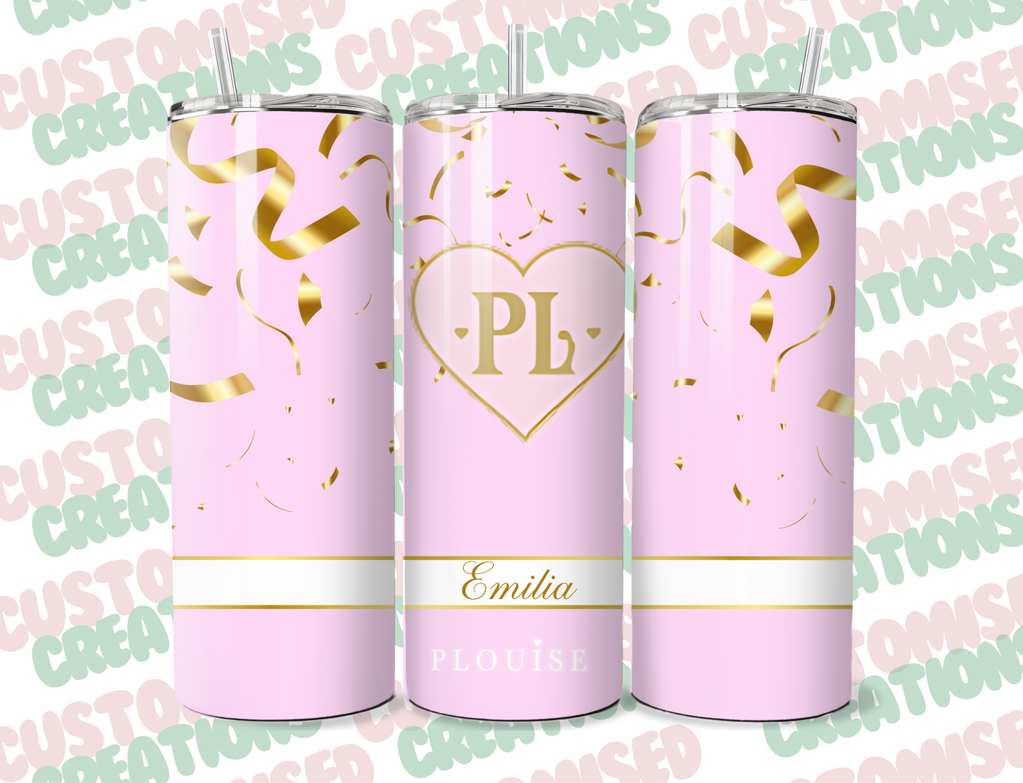 P louise inspired 20oz tumbler - pink and gold