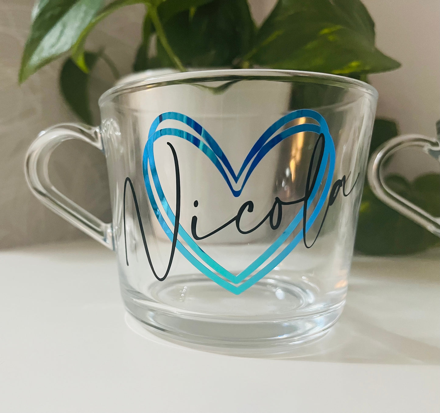 Name heart glass coffee mug