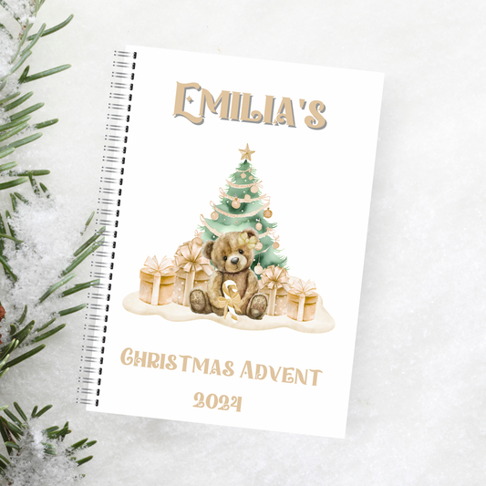 Gold bear christmas advent activity book