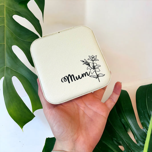 Jewellery box with name and flower