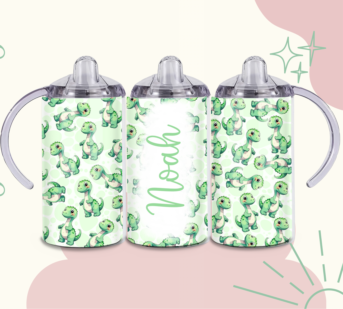 Green dino 2 in 1 sippy tumbler