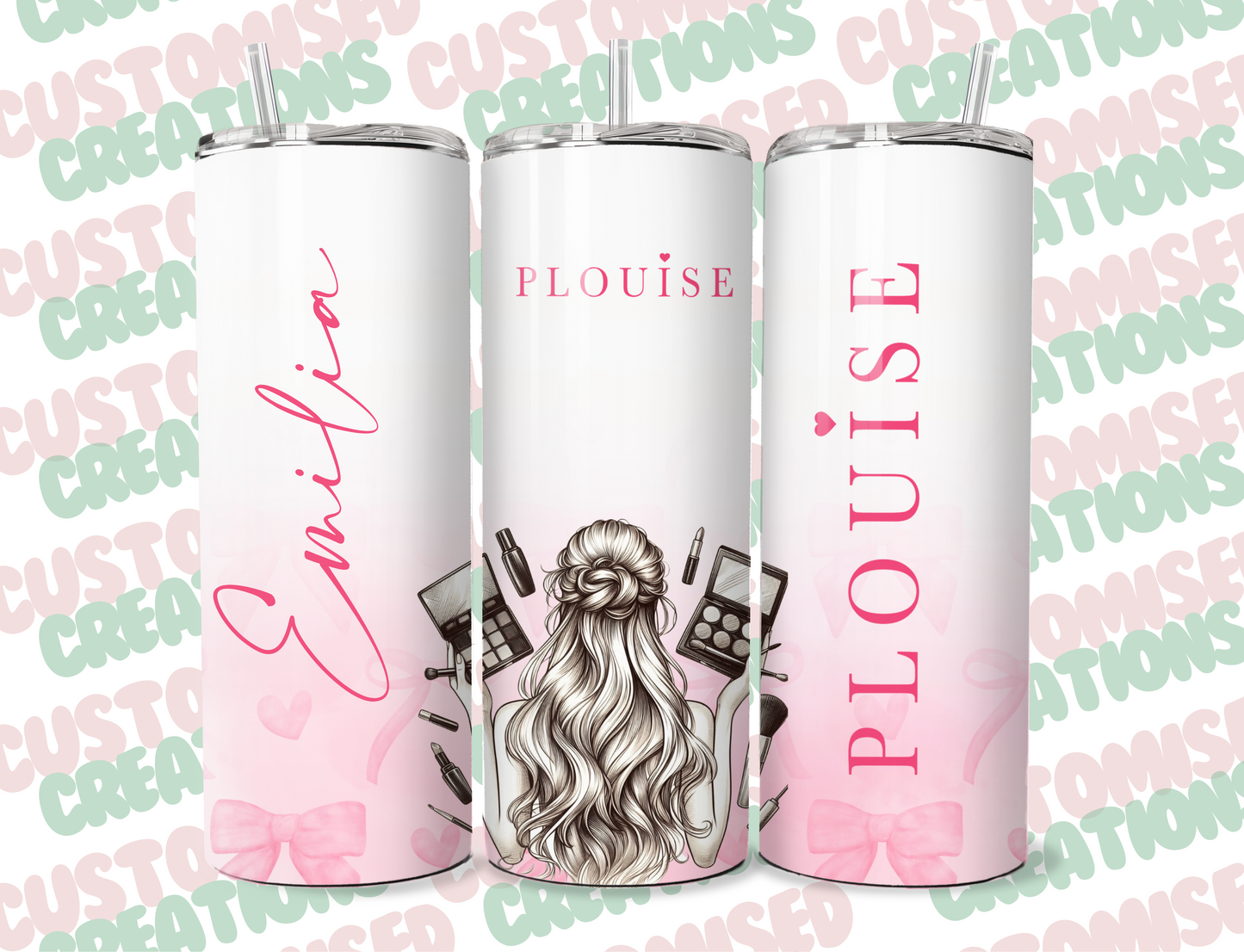 P louise inspired 20oz tumbler - makeup girl