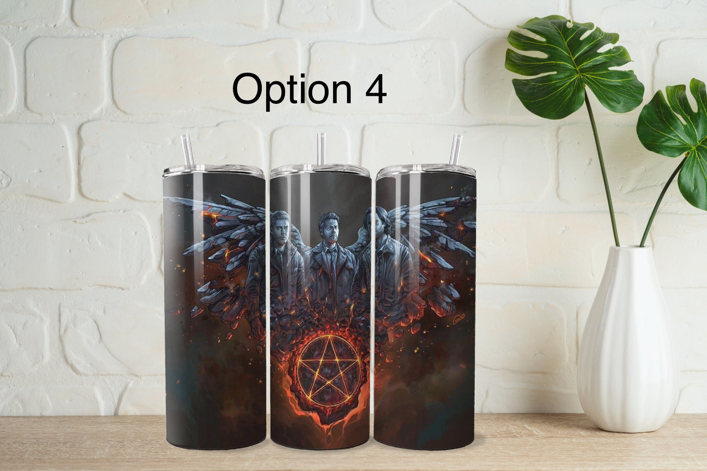 Supernatural tumbler with straw