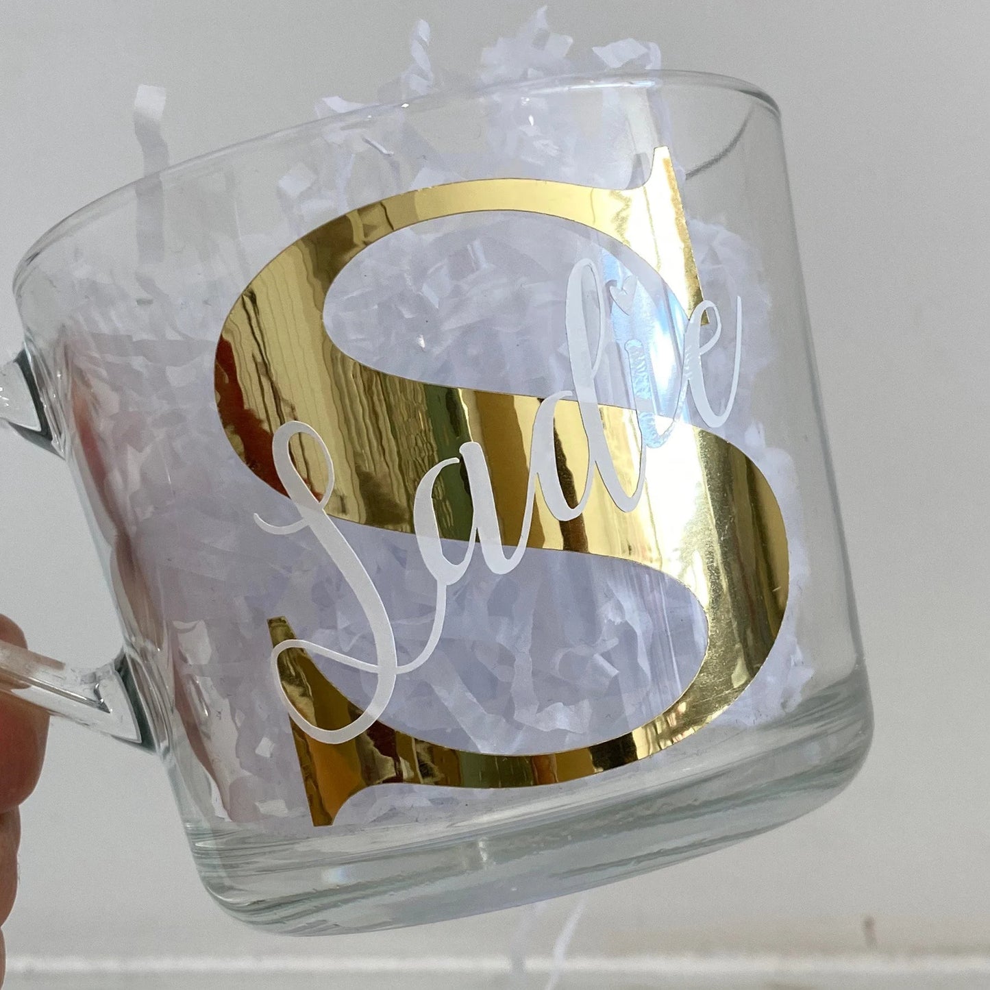 Name glass coffee mug