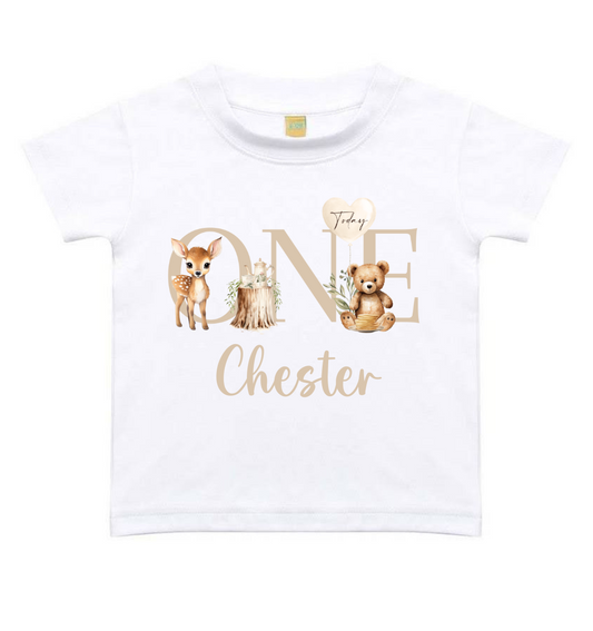 1-6 Years Woodland Birthday T-Shirt