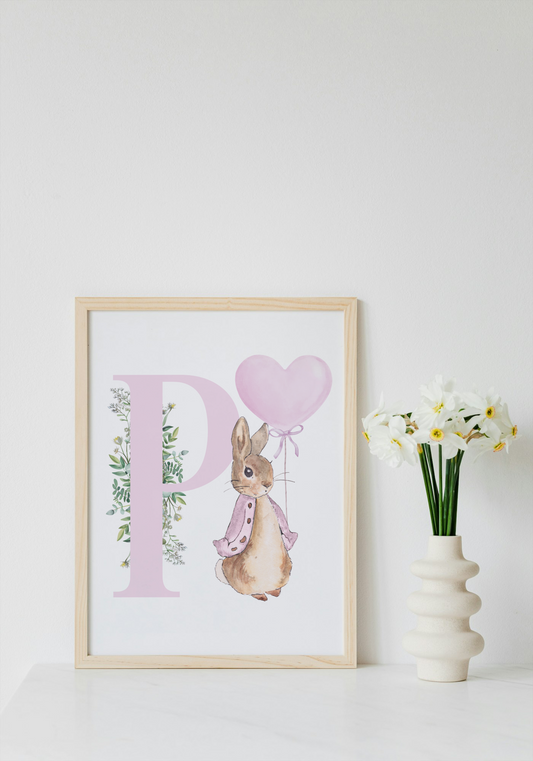 Pink peter rabbit a4 print