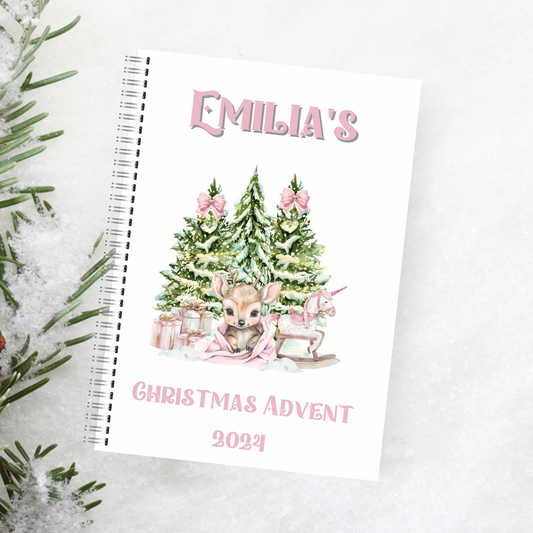 Pink deer advent calendar activity book