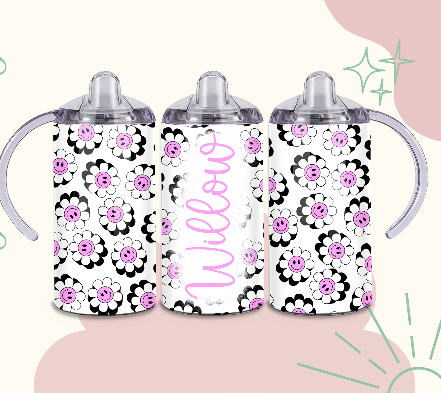 Purple flower 2 in 1 sippy tumbler