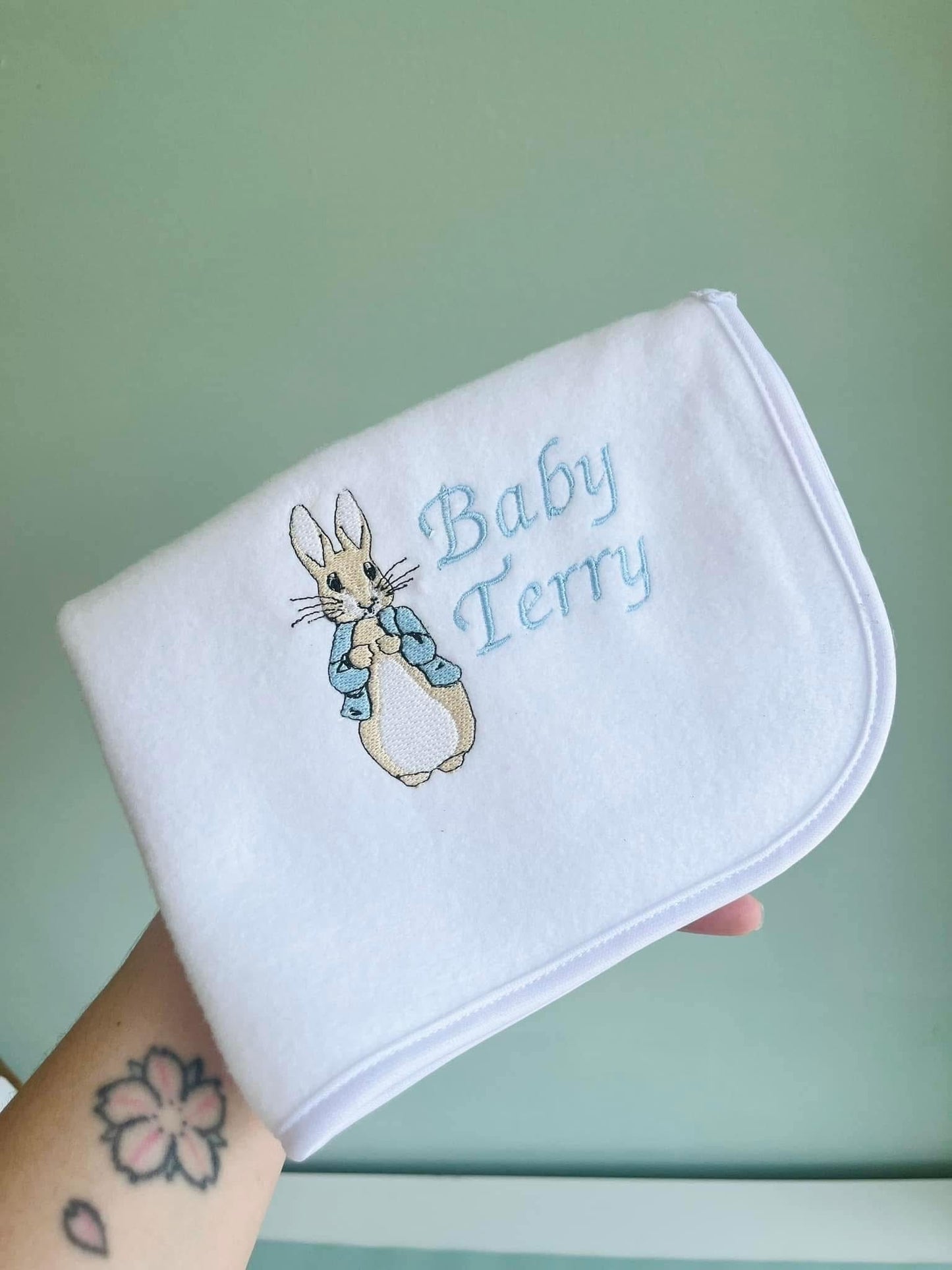 Car seat baby blanket - embroidered