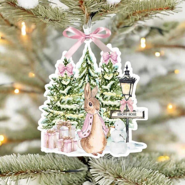 Pink flopsy rabbit bauble