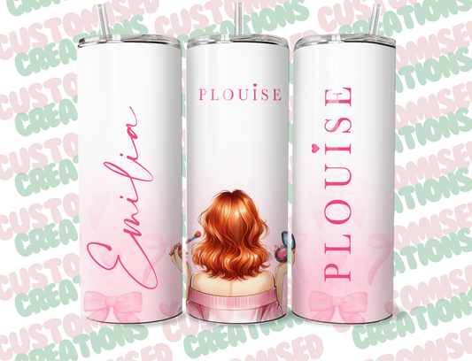 P louise inspired 20oz tumbler - ginger makeup girl