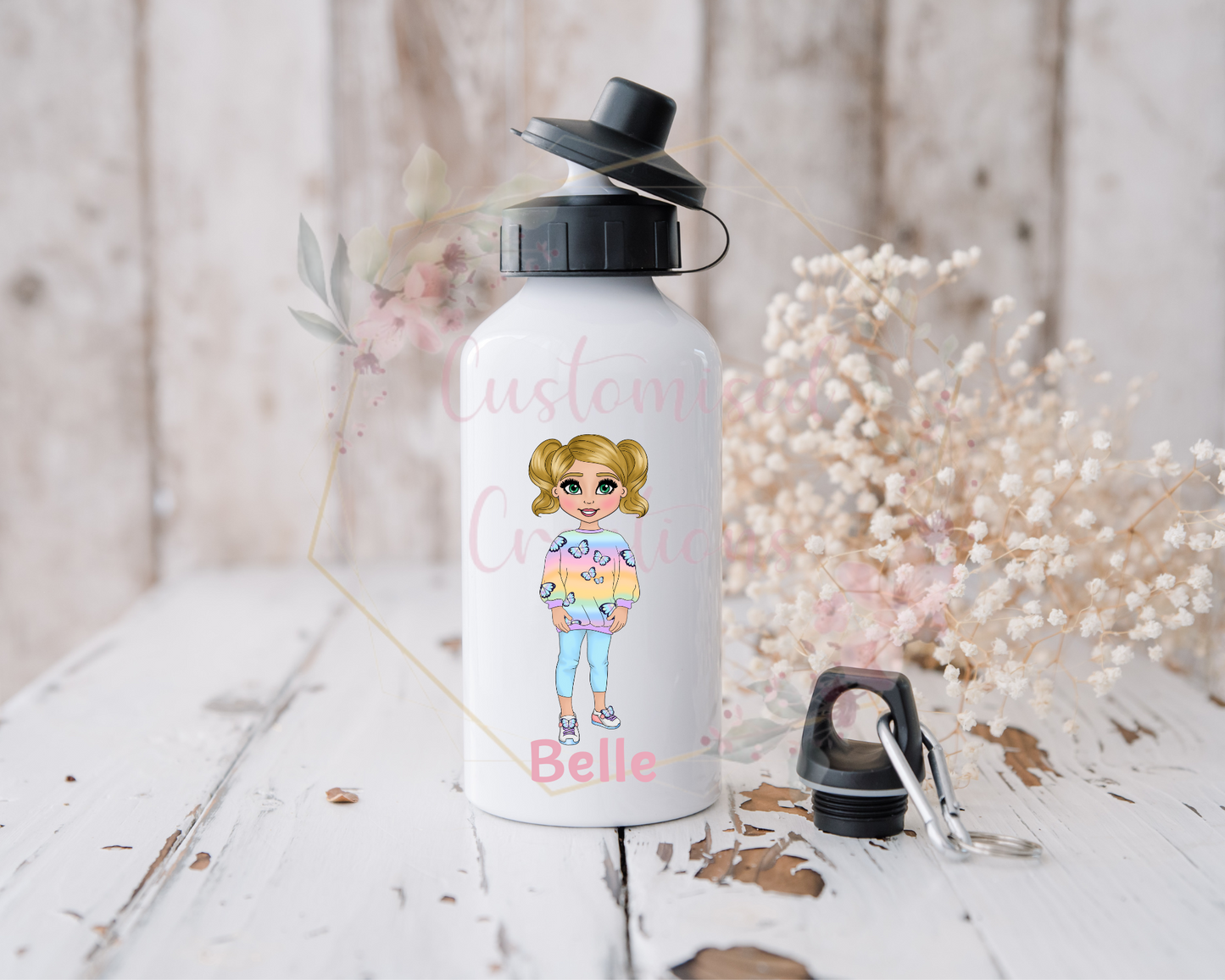 Butterfly girl 400ml stainless steel bottle