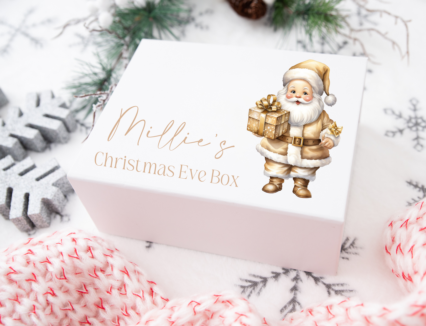 Gold santa 2 Christmas Eve gift box