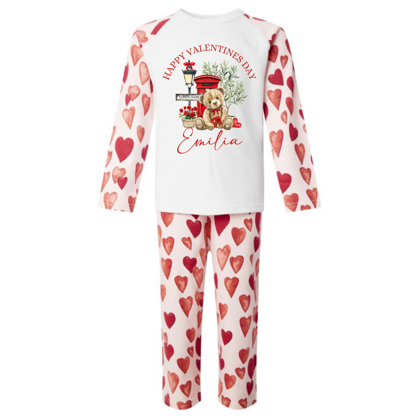 Valentines pyjamas - teddy bear with postbox