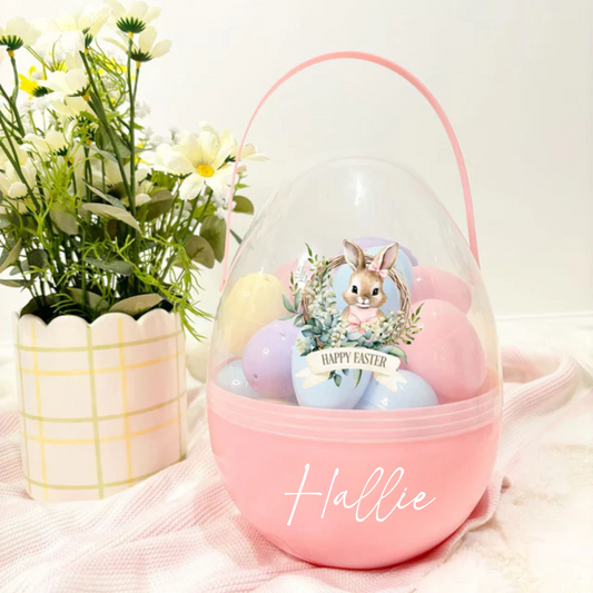 Pink easter hunt egg - pink wreath flopsy