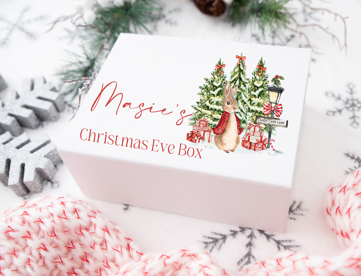 Red Peter rabbit Christmas Eve gift box