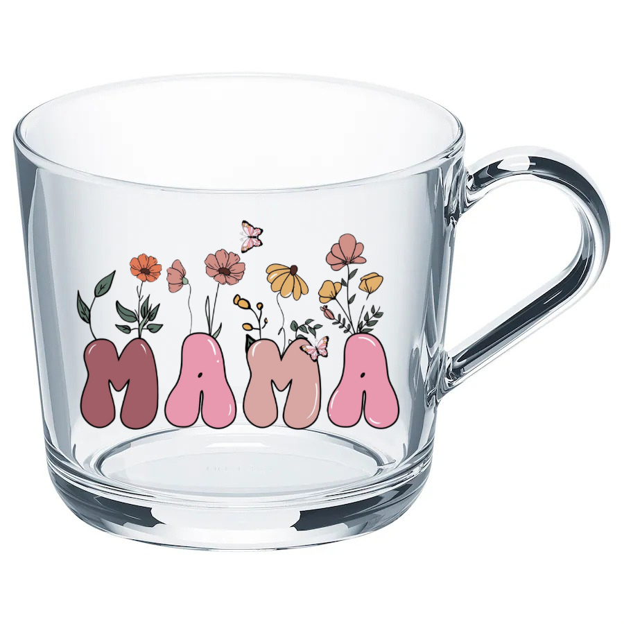 Mama Flower Glass Mug