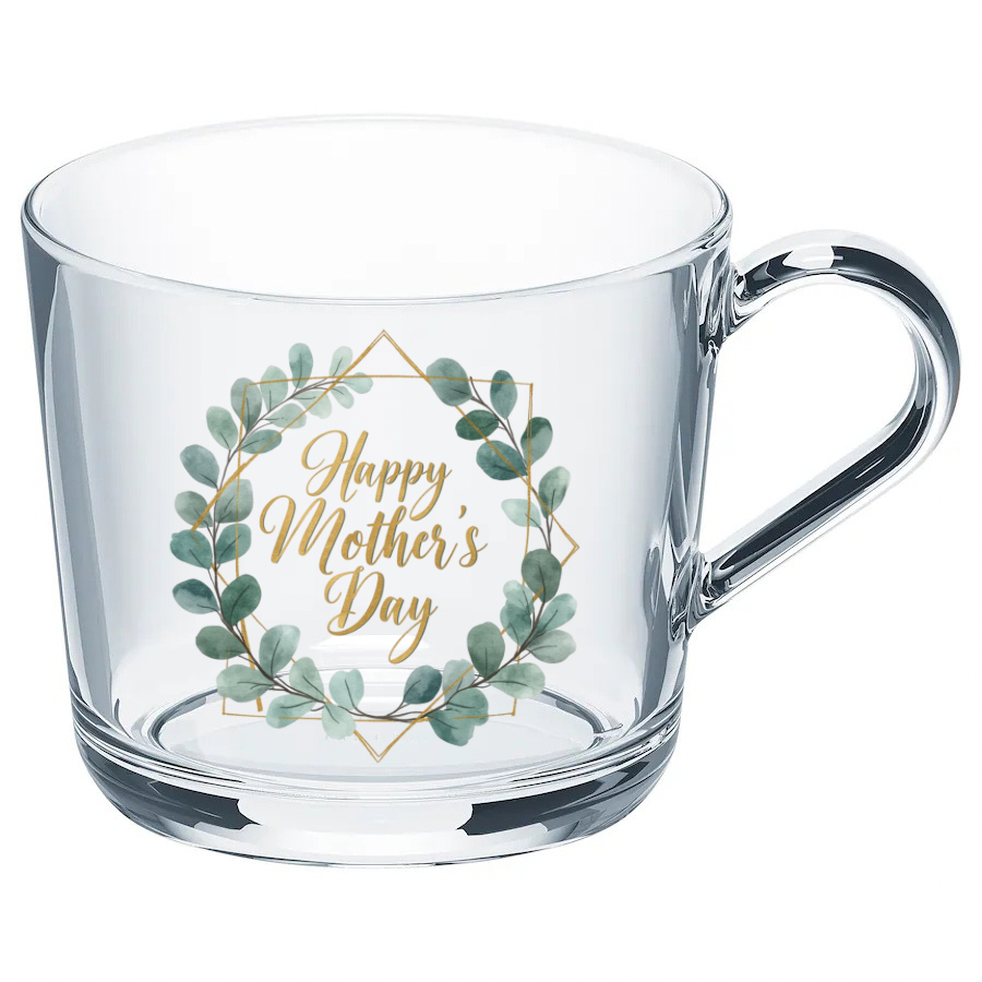 Happy Mothers Day Wreath Glass Coffee Mug